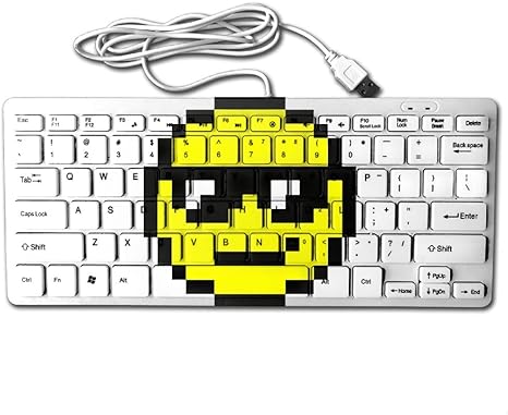 pixel art smiley face mini keyboard wired thin light 78 keys usb for pc computer laptop amazon co uk computers accessories pixel art smiley face mini keyboard