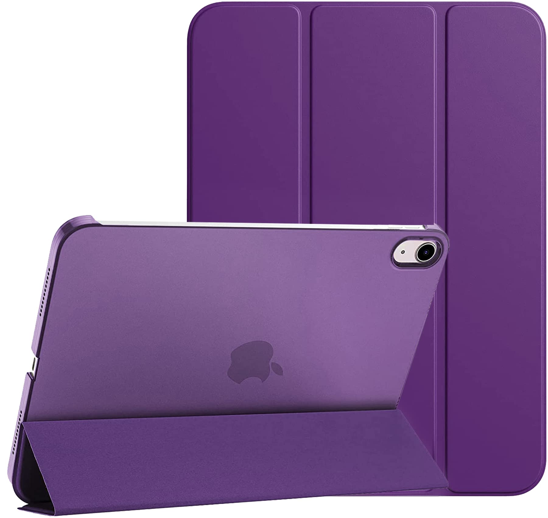 KONDUWANA 10.9 Inch iPad 10th Generation Case 2022 | Slim & Lightweight Smart Case with Premium PU Leather and Frosted PC Back Shell (Purple)