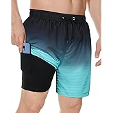 American Trends Men's Swimsuits Mens Swim Trunks with Compression Liner Summer Beachwear Bathing Suit for Men