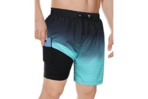 American Trends Men's Swimsuits Mens Swim Trunks with Compression Liner Summer Beachwear Bathing Suit for Men