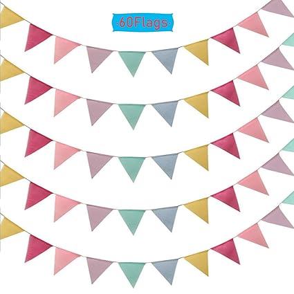 Amazon Com 60flags Multicolor Pennant Banner Flags 49 2 Ft Burlap