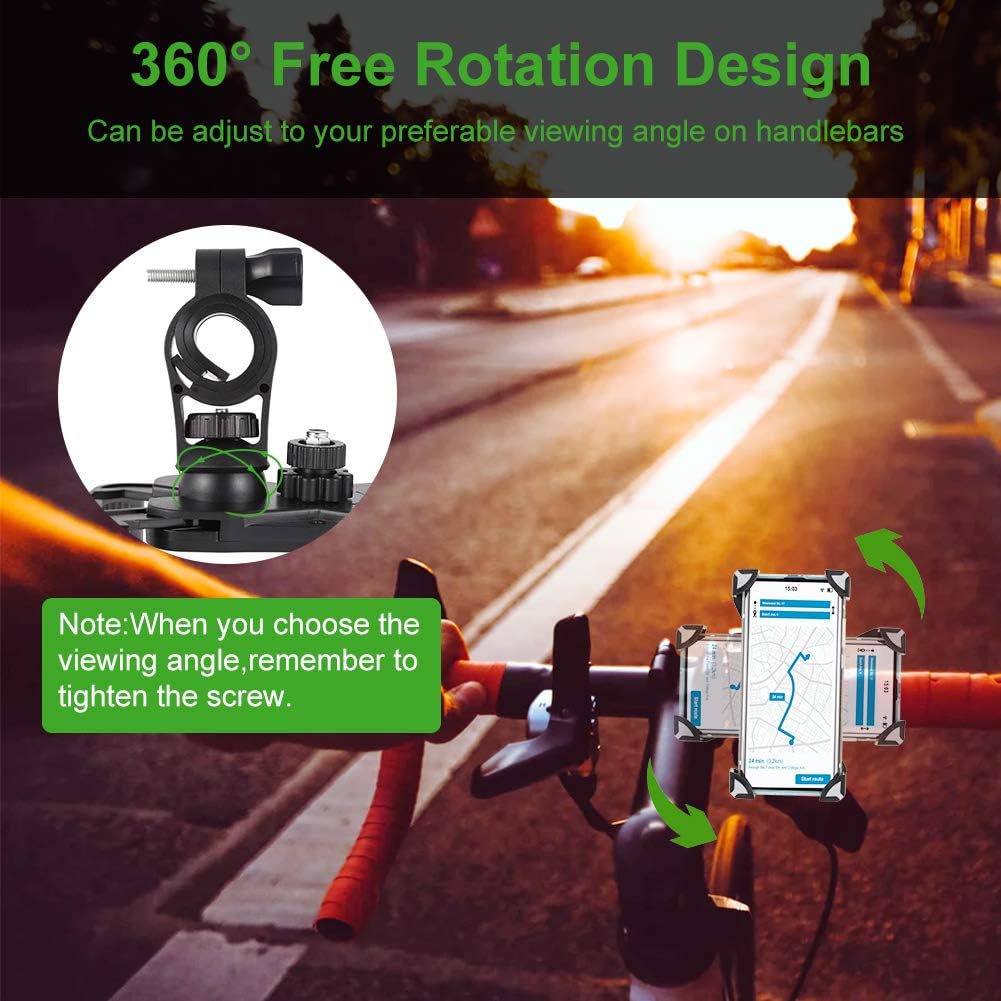 tiopeia Bike Phone Holder, 360° Rotation Anti-Shake Bike Phone Mount Compatible with All Smart Phone Between 3.5 and 6.5 inches : Sports & Outdoors