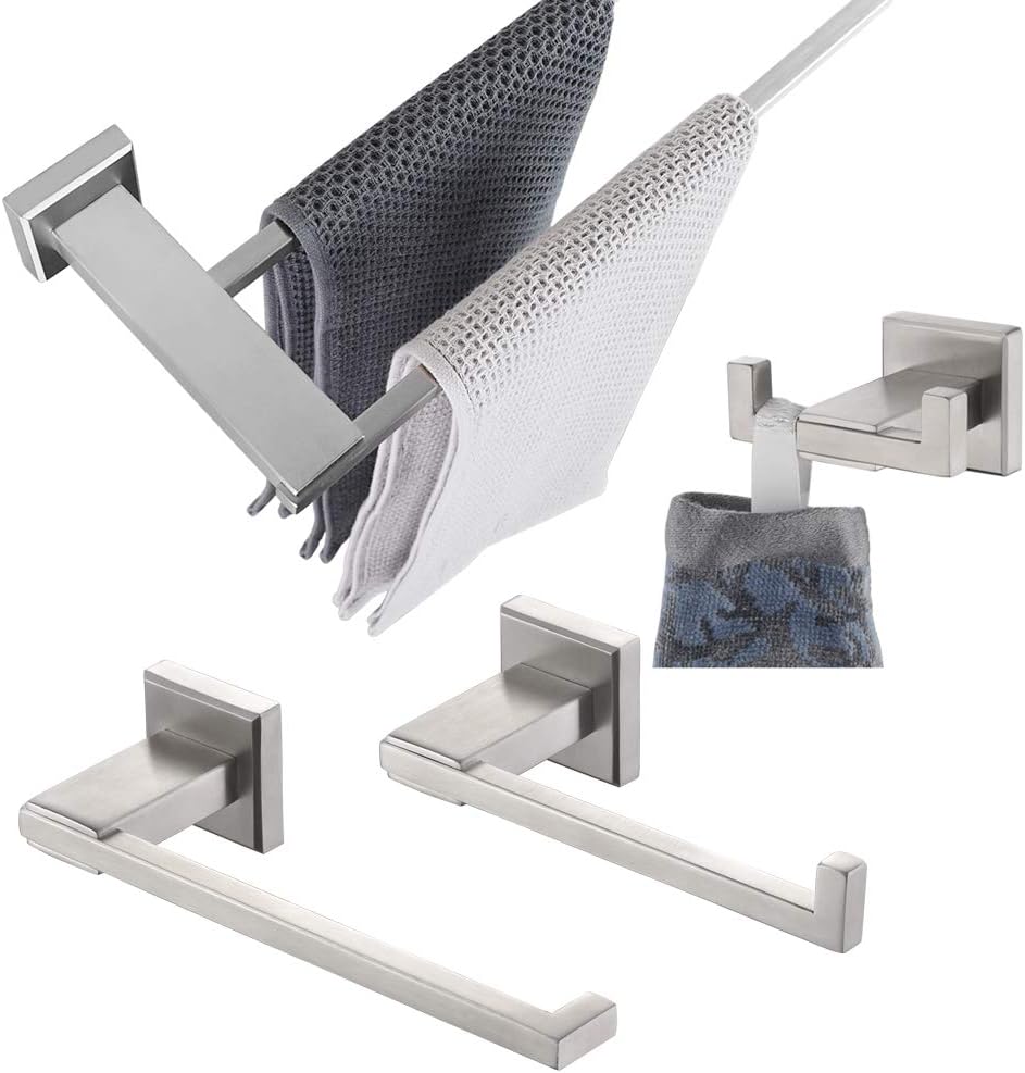 JQK Bath Hardware Towel Bar Accessory Set, 4-Piece Bathroom Accessories
