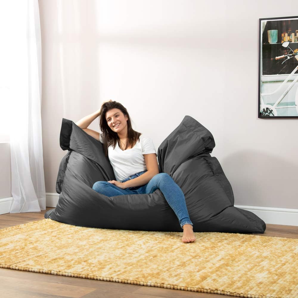 Bean Bag Bazaar Giant Bean Bag, Charcoal Grey, Water Resistant Fabric, Floor Cushion - Image 5