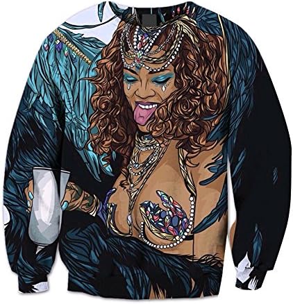 Harajuku Jacket 3D Print Rihanna Sexy Ladies sweatshirts long Sleeve 4X-Large