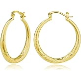 14K Gold Hoop Earrings for Women Ripple Line 14K Gold Earrings for Women Trendy Lightweight Earring Gifts for Womens