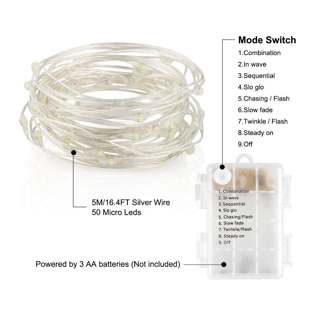 ichterkette Batterie, 2er 10M 100 LED Lichterkette Timer-Fernbedienung und IP65 Wasserdicht für Party, Garten,Hochzeit[10M] (warmweiß)