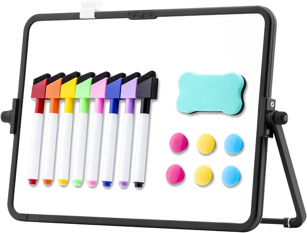DOLLAR BOSS Small Whiteboard Double-Sided with Stand A4 21x30cm Magnetic Dry