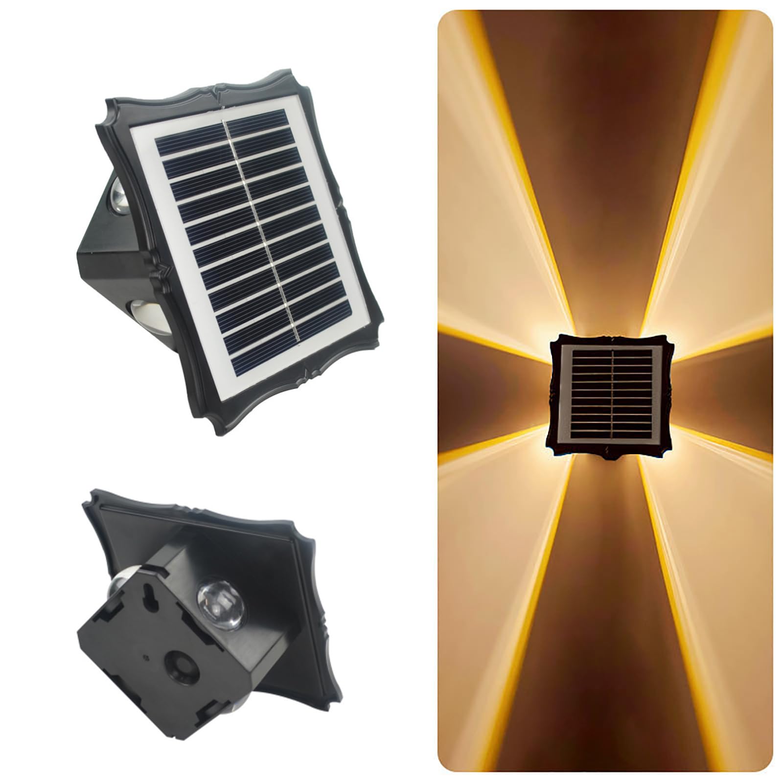 ZVO Solar Wall Light for Outdoor, Solar Light for Outdoor LED Wall Light Up and Down Lights 2 Mode IP65 Waterproof Wireless Solar Lamps for Outdoor Pathway Staircase Terrace (Warm White)