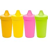 Re-Play Spill-Proof Sippy Cups for Toddlers - Kids Reusable 10 Oz Set of 4, Dishwasher & Microwave Safe, Made in USA, Citrus