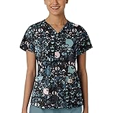 Carhartt Scrubs C13414 Women's Modern Fit V-Neck Print Scrub Top XXX-Large Geo Logo Black