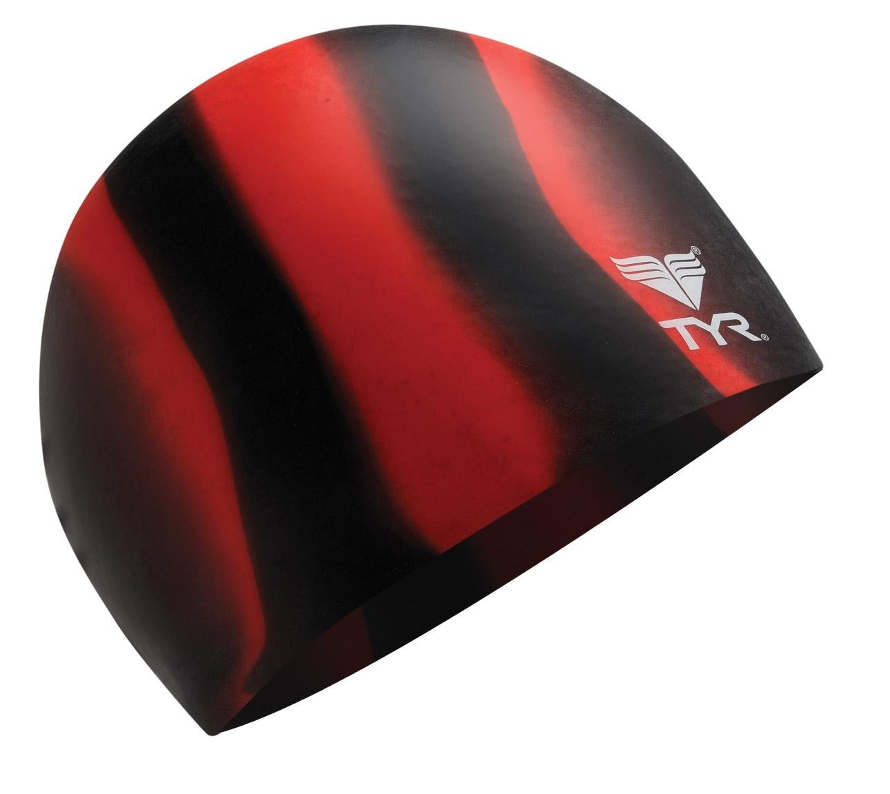 TYR Multi Silicone Cap, Black/Red