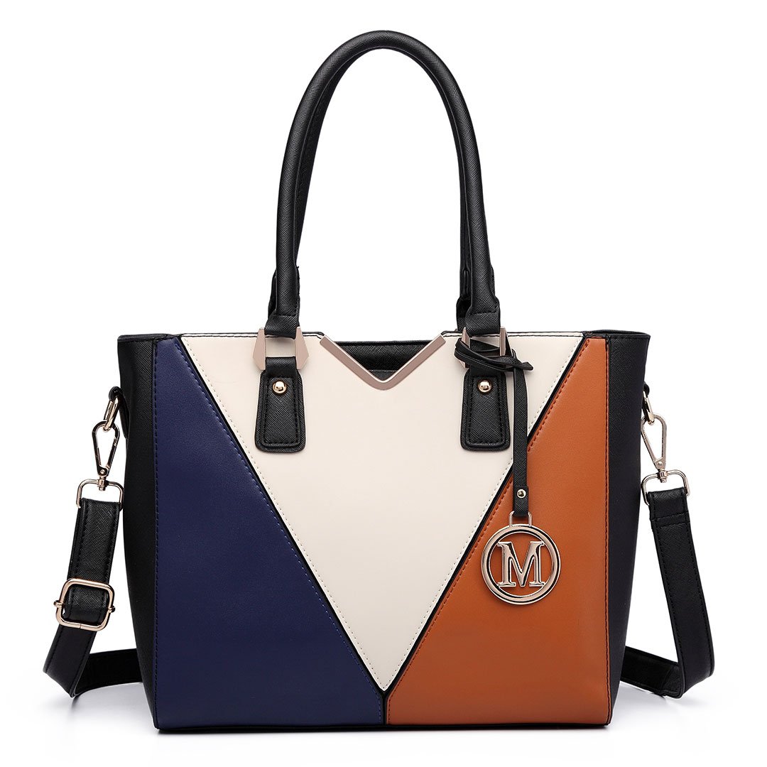 Miss Lulu Handbags for Women, V-Shape Shoulder Tote Bag, Lightweight Leather Look Medium Handbag