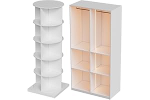 PAKASEPT Hall Tree with 360-degree Rotating Shoe Rack, Coat Rack with 6 Modes lighting, Adjustable Shelves, Wardrobe Storage Cube for Hallway, Living Room, Bedroom