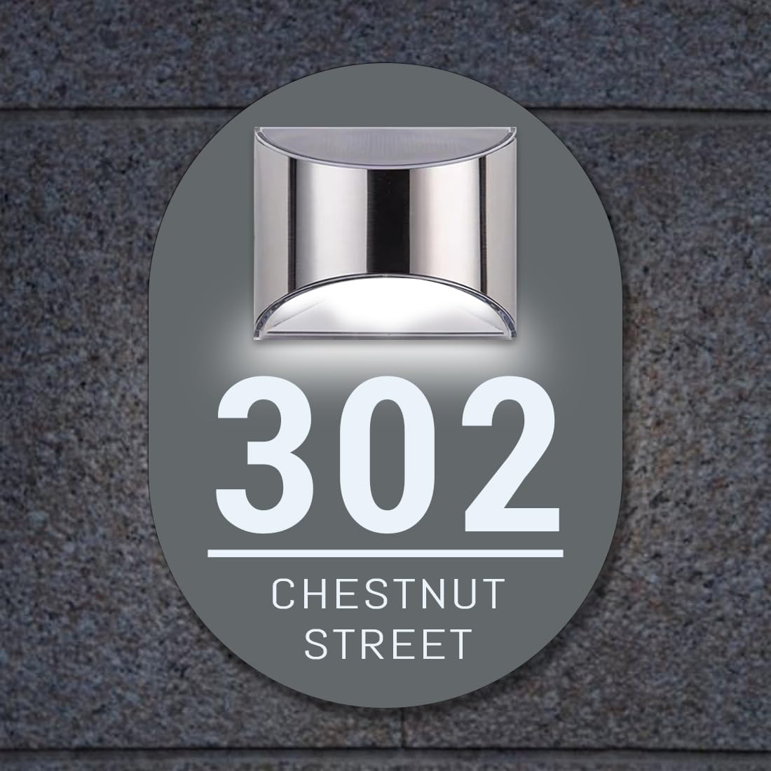 Plaques & Wall Art - Personalized Solar Address Sign Lighted House Numbers for Outside Custom House Numbers and Address Sign LED Illuminated Address Numbers for House Waterproof Address Plaque for Outside Home Street Yard Garden (Ellipse)