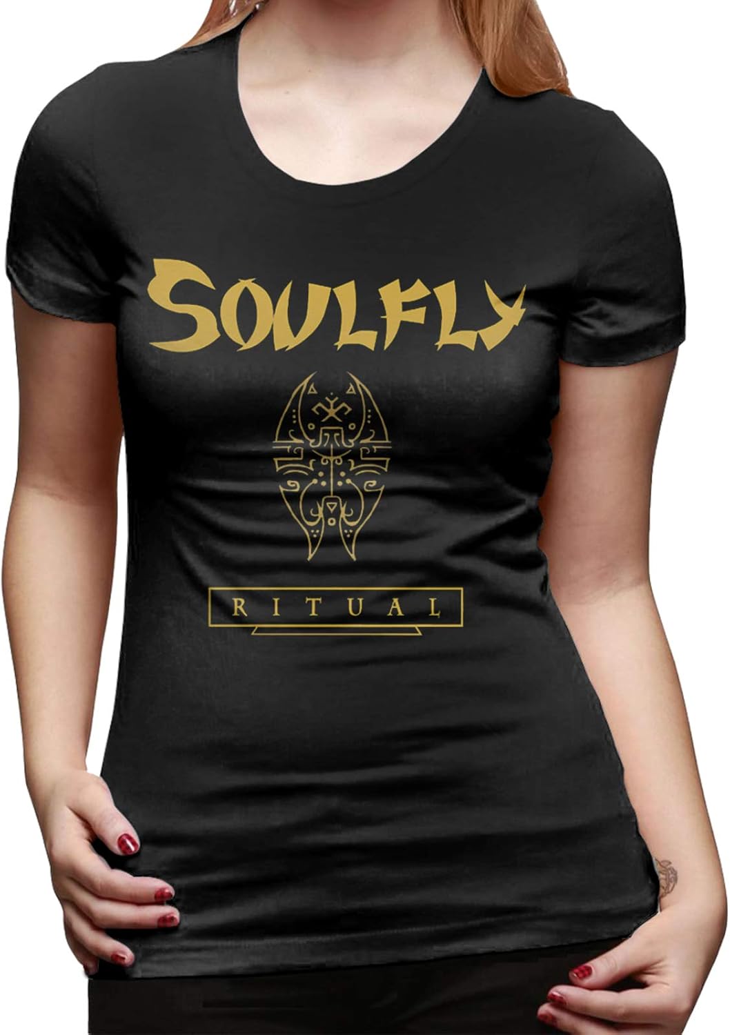 Retro Band Soulfly TShirt Womens Shirt Classic Basic Short Sleeve Tee Black Amazon.ca