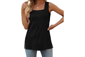 XIEERDUO Summer Tank Tops for Women Square Neck Loose Fit Casual Fashion Flowy Sleeveless