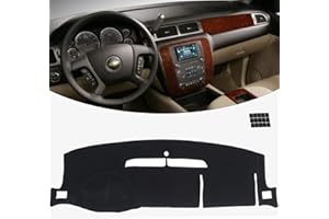 KEYOOG Dashboard Cover Dash Mat Fit for 13-07 Chevy Tahoe Suburban,Silverado 1500 LTZ/G-MC Yukon,Sierra 1500 SLT (W/o HUD),Car Dash Board Mat Anti-Glare Carpet,Non-Slip Pad (Black)