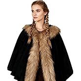 Joukavor Medieval Velvet Cape with Hood Women Short Renaissance Hooded Cape Shawl