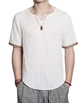 t shirt lin blanc homme