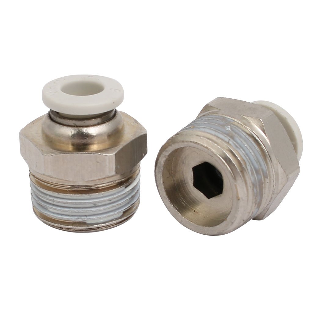 Sourcingmap 3/8BSP Male Thread 6mm Straight Pneumatic Push in Fitting Connectors 2pcs
