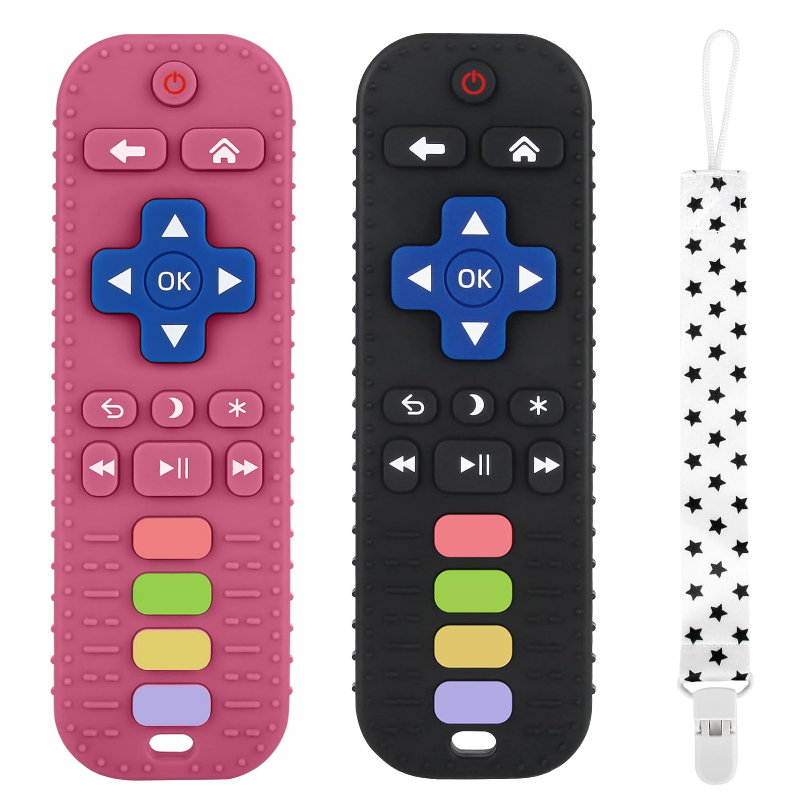 Photo 1 of Fu Store 2Pack Silicone Teething Toys for Infant Toddlers Remote Control Shape Teethers for Babies Chew Toys Relief Soothe Gums Set BPA Free Freezable Dishwasher Refrigerator Safe