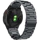 Abanen Stainless Steel Watch Band for Garmin epix Pro/Fenix 8 / Tactix 8 (51mm), Quick Fit 26mm Metal Wrist Strap for Enduro, Fenix 7X/6X/5X