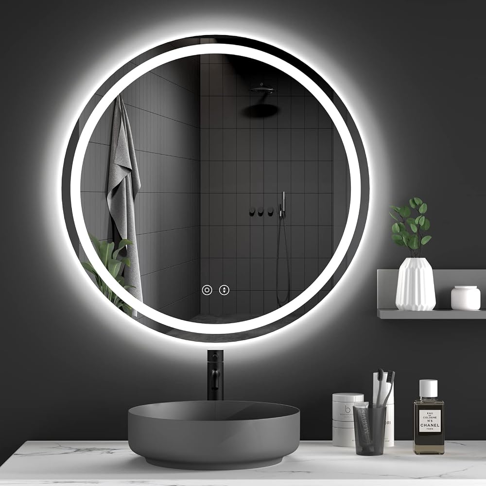 Dripex 600mm Round LED Bathroom Mirror with Demister IP44