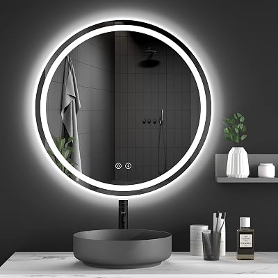 Dripex 600mm Round LED Bathroom Mirror with Demister IP44