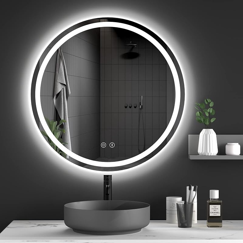 Dripex 600mm Round LED Bathroom Mirror with Demister IP44