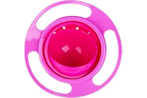 Berry President Magic Bowl 360 Degree Rotation Spill Resistant Gyro Bowl with Lid For Toddler Baby Kids Childre (Pink)