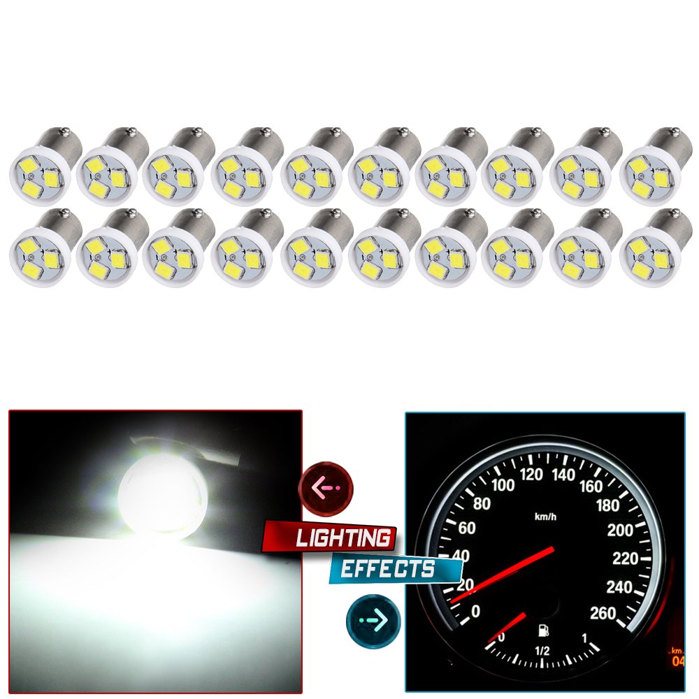 cciyu BA9S 2835-3-SMD Instrument Panel Gauges Clock Ash Tray Light Bulb 53 57 216 293 Fits Replacement fit for 1974 Volvo/Pontiac/Plymouth/Oldsmobile/Buick,20Pack