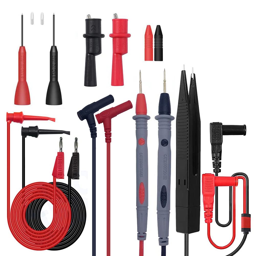 MOGAOPI Multimeter Test Leads Set, Professional Leads Kit, Precision Sharp Probe Test Lead 1000V 20A Gold-Plated Probe Leads with Alligator Clips, Test Hooks, Test Probes Lead, Test Tweezer
