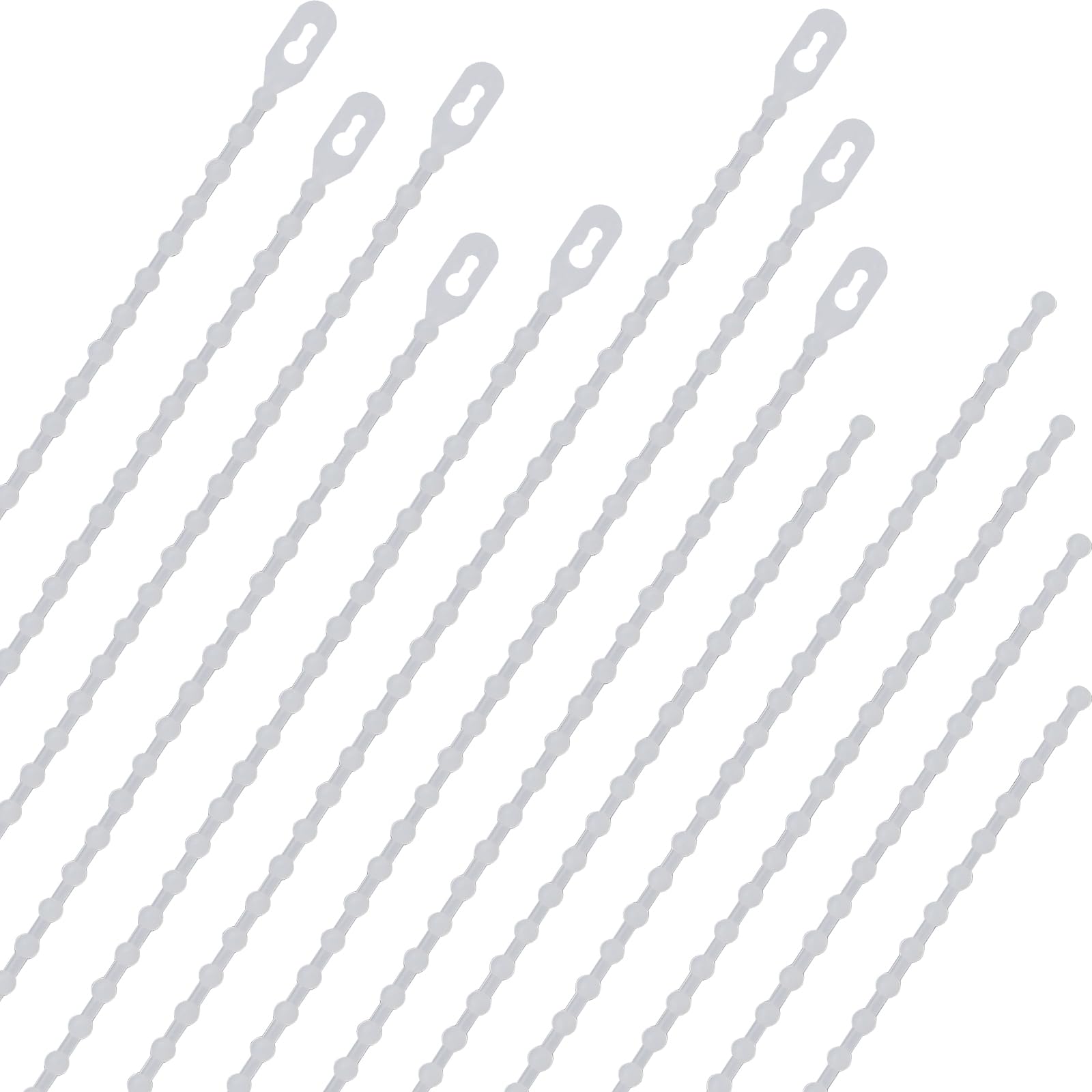 SAISN 100 Pack Beaded Cable Ties Adjustable Wire Ties Beaded Reusable Click Zip Ties Plastic Tie Wrap Lightweight Cable Straps White Twist Ties, 6 Inch