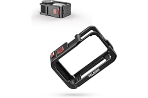 TELESIN Ultra-Light Camera Cage for DJI Osmo Action 5 Pro, Multifunction Metal Protective Frame Case with Cold Shoe, 1/4" Thr