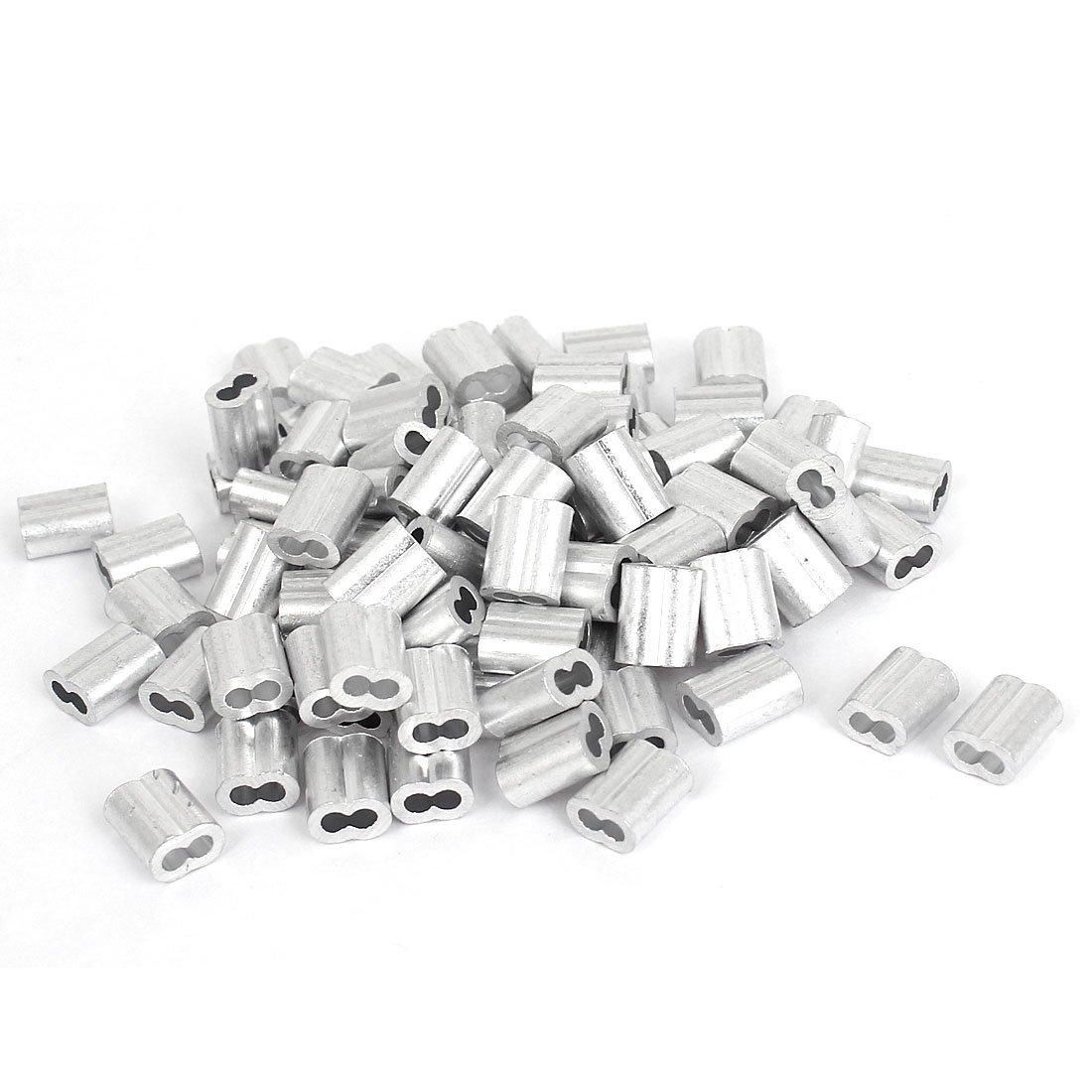 sourcing map 2mm Wire Rope Aluminum Sleeves Clip Fittings Cable Crimps 100pcs