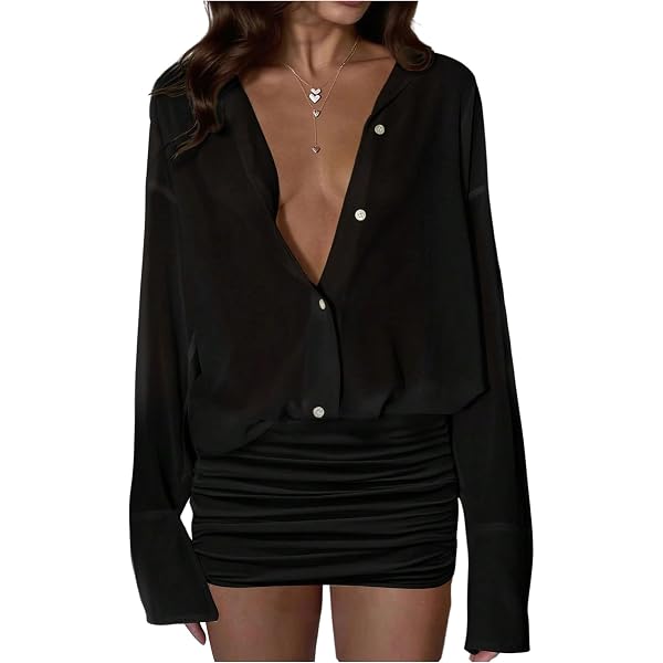 sheer mini shirt dress boohoo Women's Sheer Sequin Draped Mini Shirt Dress