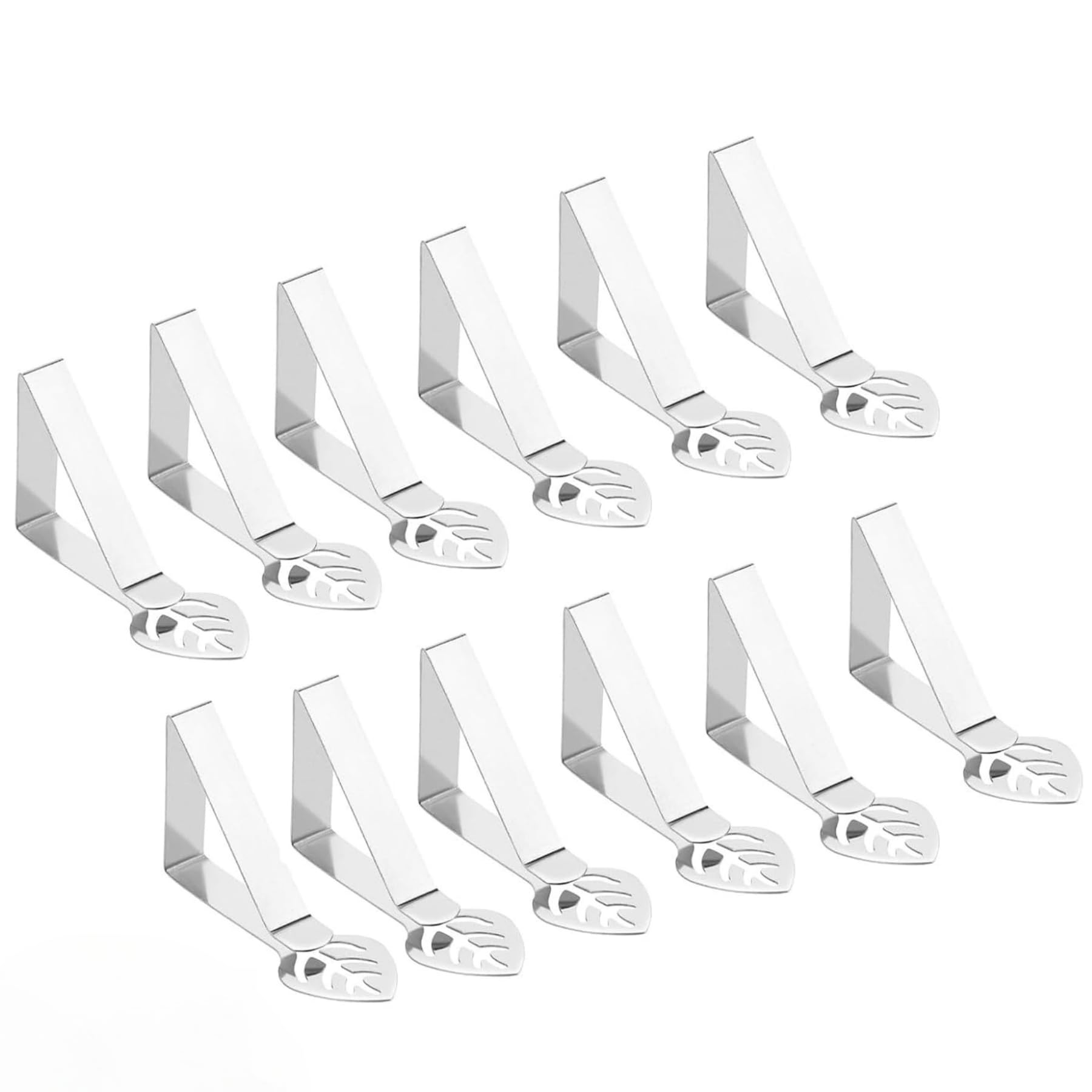 Eidoct 12PCS Table Cloth Holder Clips for Outside Inside Table, Leaf Shape Picnic Table Cover Clamps Tablecloth Clip Large Stainless Steel Decorative Cover Clamp for Party Wedding Restaurant Camping