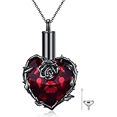 AINFQY Rose Urn Necklace Ashes 925 Sterling Silver Cremation Pendant Memorial Ashes Rose Pendant Jewelry Gift for Women Men