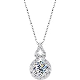 PROSTORY 1-3CT Moissanite Infinity Pendant Necklace for Women, D Color VVS1 Clarity 925 Sterling Silver Gourd Pendant Gift for Mom Wife Birthday Wedding Jewelry