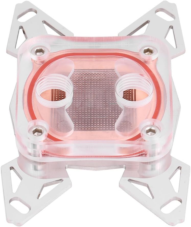 CPU Water Cooling Block, Computer CPU Water Cooling Block Red Copper Base with POM Cover, 2 * 12.9mm Connector for AMD AM4 - Image 3