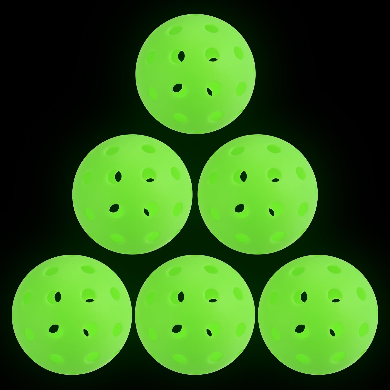 PATIKIL Outdoor Pickleball Balls, 40 Holes Pickleball USA Pickleball Approved (USAPA), 6 Pack Pickleball Balls for Indoor and Outdoor Sport, Luminous Green