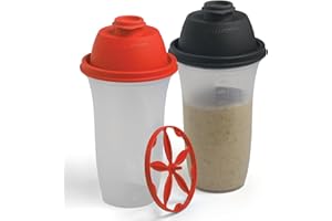 SIGNORA WARE Shaker Bottles | 17-Ounce Plastic Protein Shake Bottle for Meal Replacement Shakes & Smoothies, Beverages, Mixing Salad Dressing & Sauces, Margarita, & More | 2 Pack
