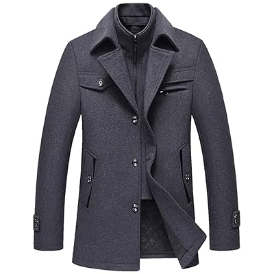 Men's Short Wool Trench Coat with Detachable Scarf Ecuador Ubuy