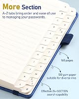 WEMATE Spiral Password Book with Alphabetical Tabs Navy Blue 12x15cm view 4