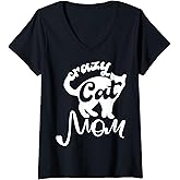 Women's Funny Cat Saying - Cute Cat Lover - Crazy Cat Mom V-Neck T-Shirt