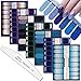 WOKOTO 7 Sheets Adhesive Nail Art Polish Stickers Tips Glitter Gradient Design Nail Wraps Decals Strips Set Manicure Decoration With 1Pc Nail File
