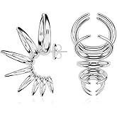 Premium Quality | 22K Gold Plated | Statement Spike Hoop Earrings For Women | 925 Sterling Silver Post | Lightweight & Comfortable | Haute Couture Aesthetics | Pump Up The Gem | US Brand |