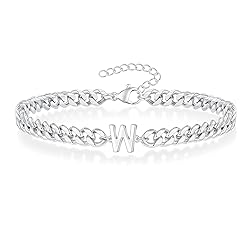 Mens Silver Initial Bracelet, Initial Silver