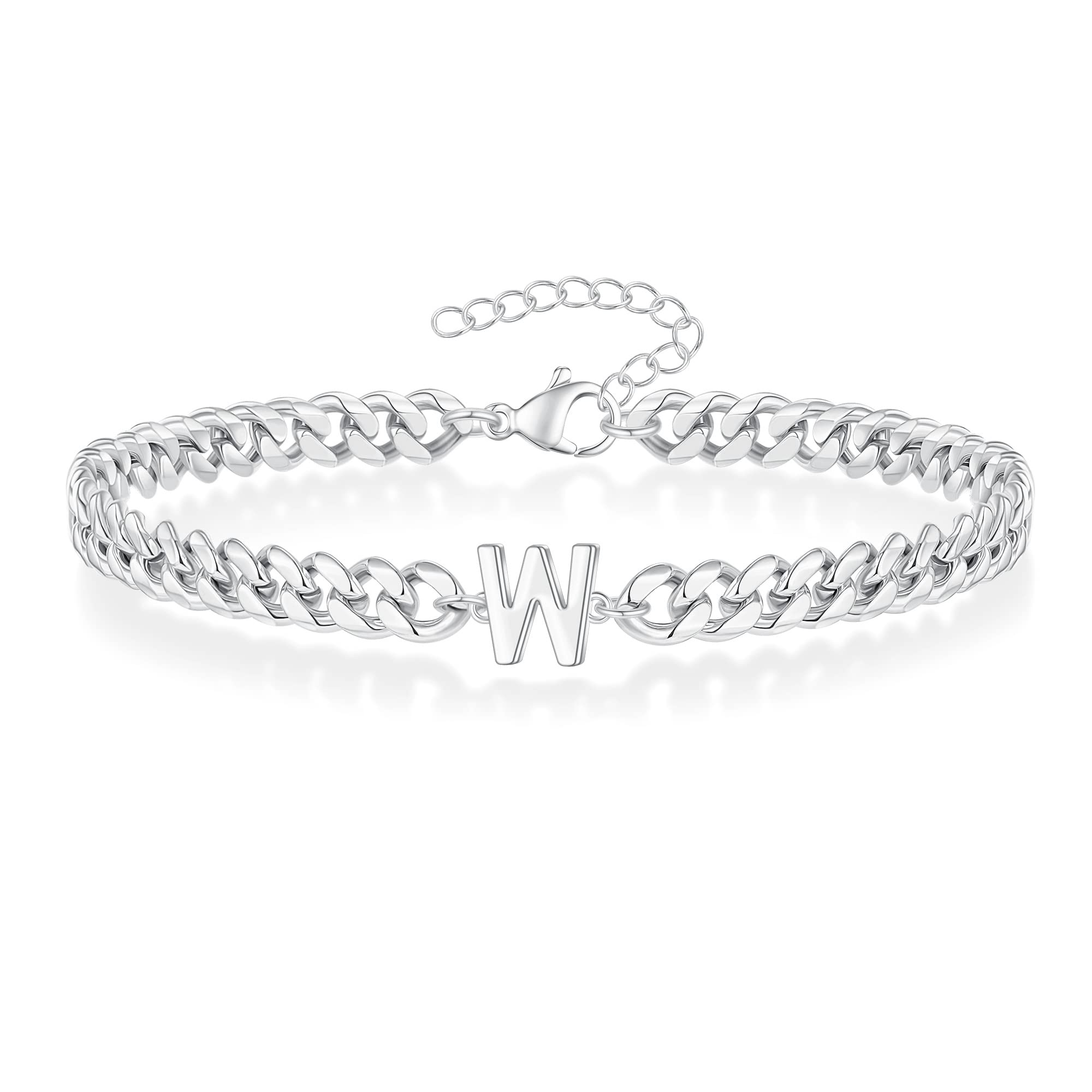 Mens Silver Initial Bracelet, Initial Silver